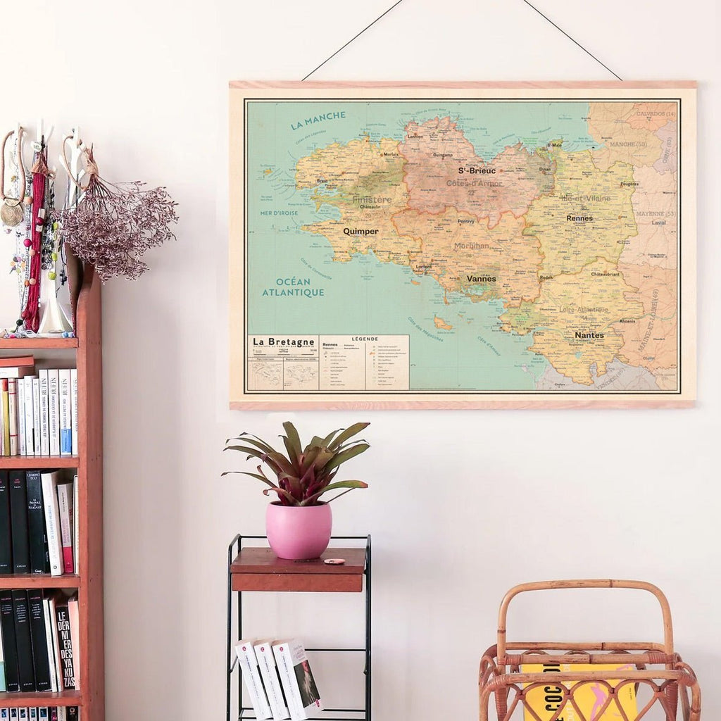 Affiche Carte de Bretagne 2025 style Vintage : Trésors Culturels et Touristiques - Pappus Éditions - PAPPUS EDITIONS