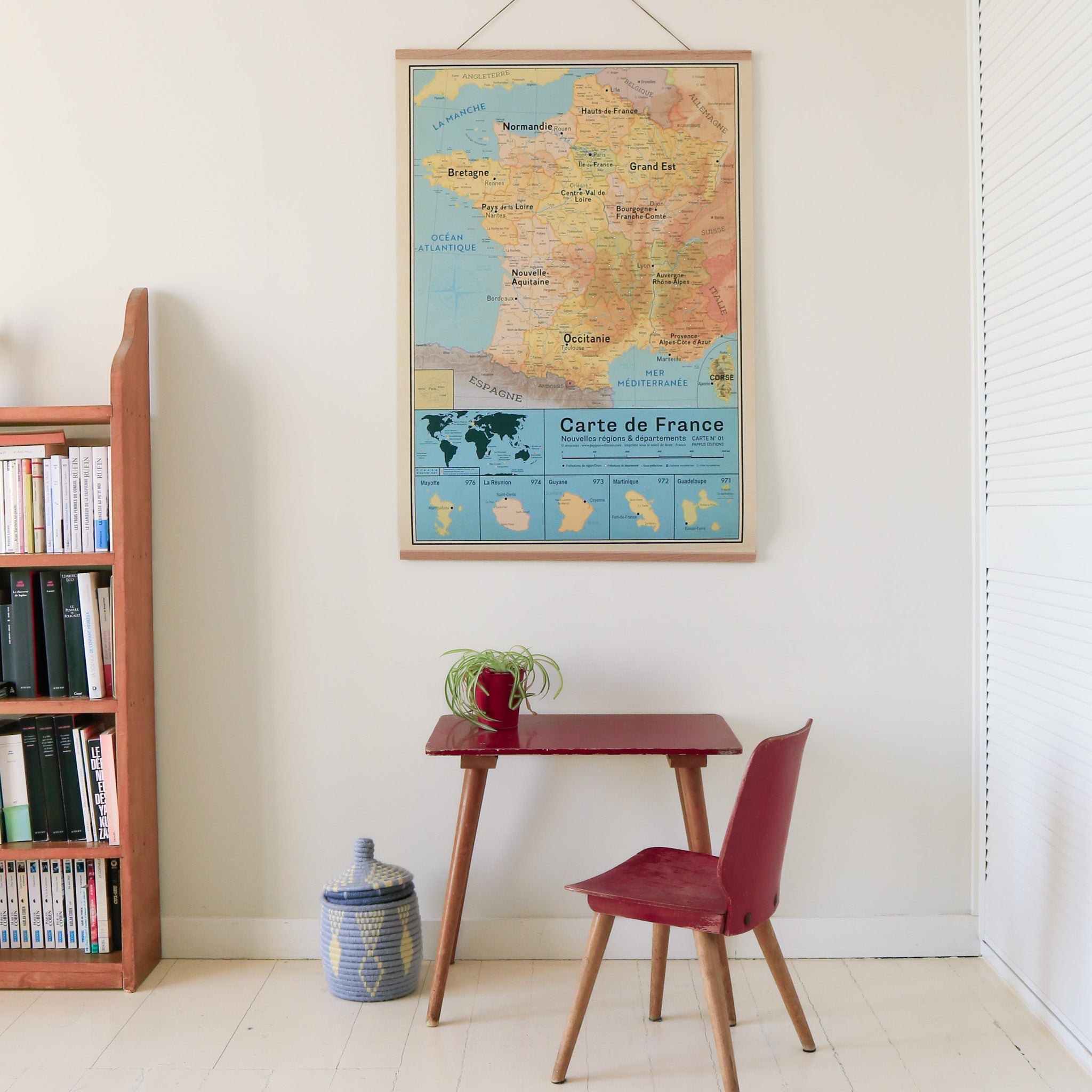 Affiche Carte de France Vintage déco - Nouvelles régions 2015 - Style Carte Scolaire Vidal-Lablache - PAPPUS EDITIONS