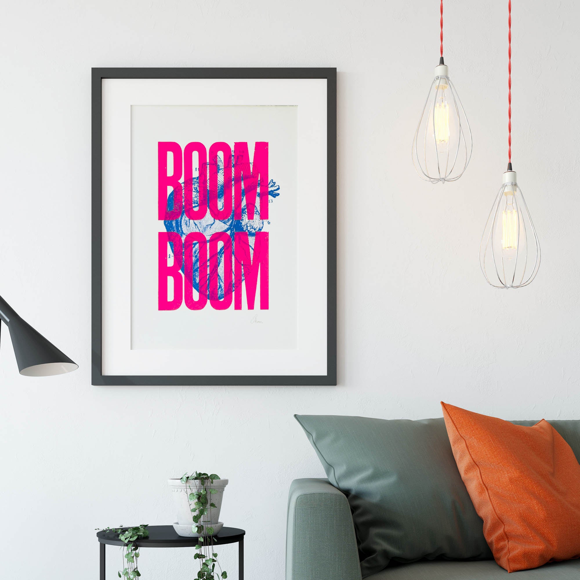 Affiche Boom Boom Rose fluo - Sérigraphie signée 50 x 70 cm