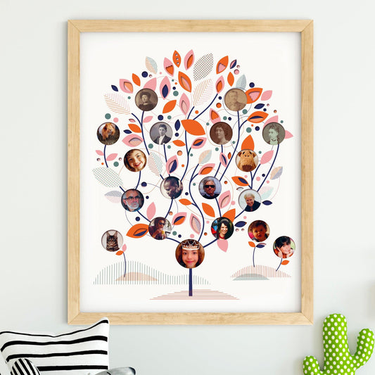 Affiche Arbre généalogique personnalisable - Rose poudré - PAPPUS EDITIONS