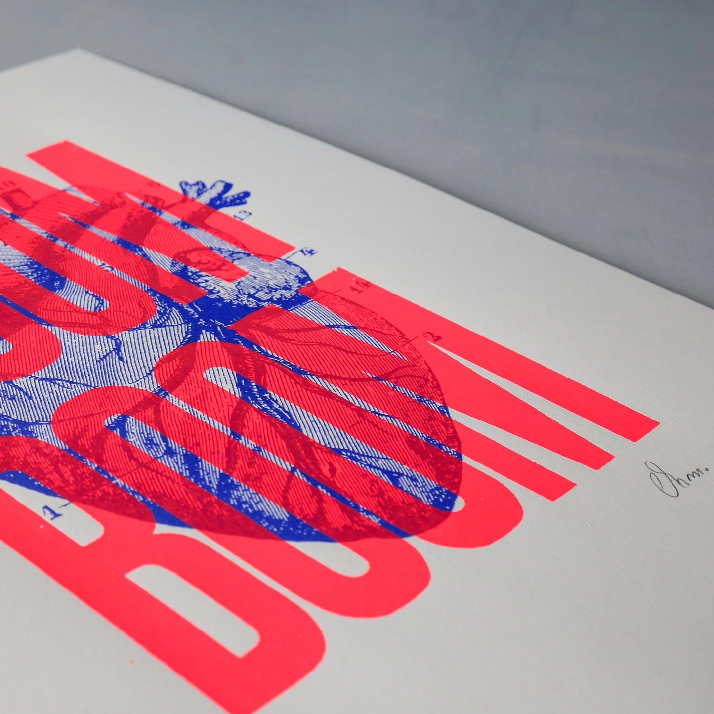 Affiche Boom Boom Rose fluo - Sérigraphie signée 50 x 70 cm - PAPPUS EDITIONS
