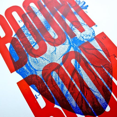 Affiche coeur Boom Boom Rouge - Sérigraphie signée