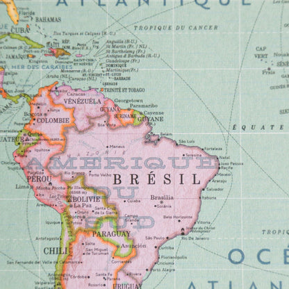 Affiche Carte du Monde actuelle - Planisphère Rétro Décoratif et Pédagogique - Pappus Éditions - PAPPUS EDITIONS