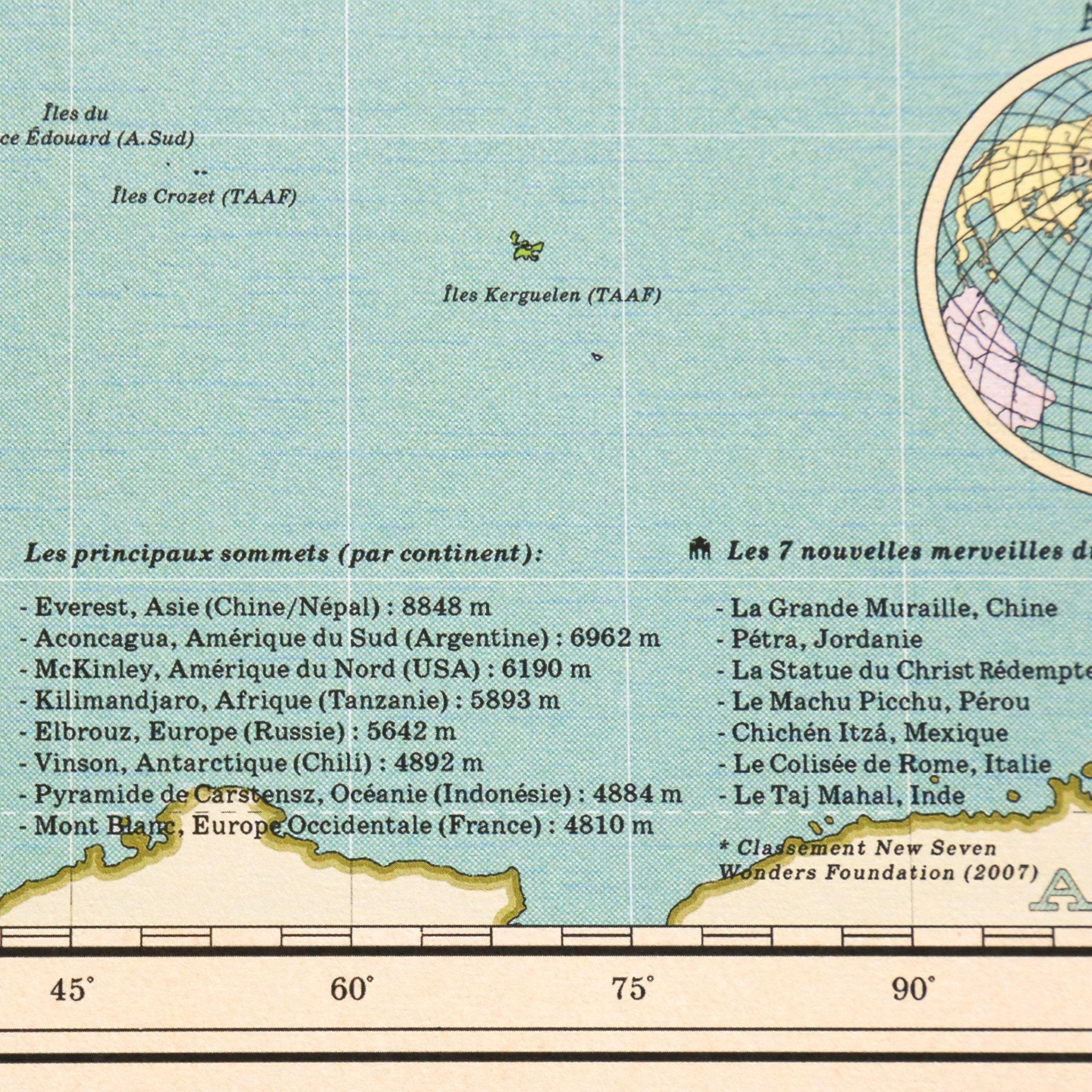 Affiche Carte du Monde Murale Rétro XXL (120x90cm) - Édition 2024 en Français - Style Vintage - PAPPUS EDITIONS