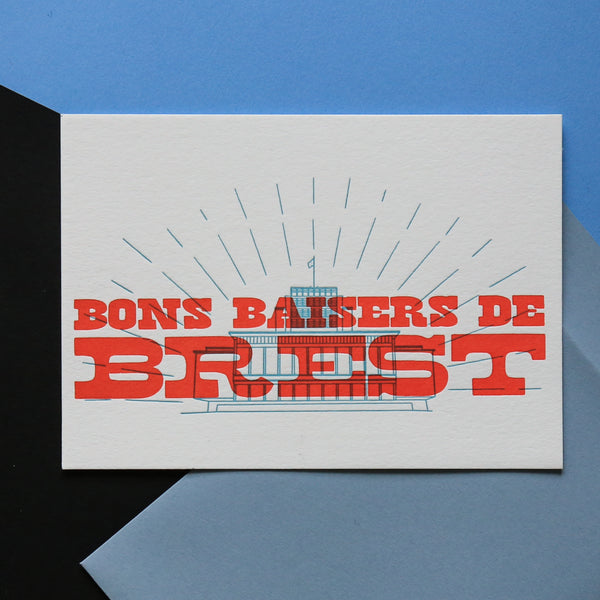 Carte Bons baisers de Brest - Impression typo /Letterpress