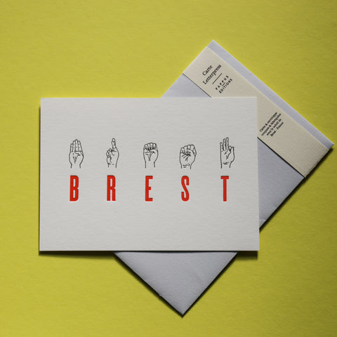 Carte Brest - Dactylologie - Impression typo /Letterpress