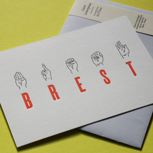Carte Brest - Dactylologie - Impression typo /Letterpress