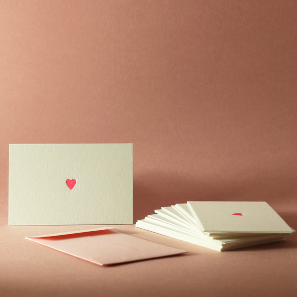 Mini carte coeur pour petites intentions avec enveloppe - Letterpress