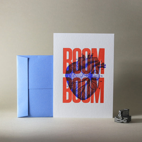 Carte letterpress Boom Boom rouge