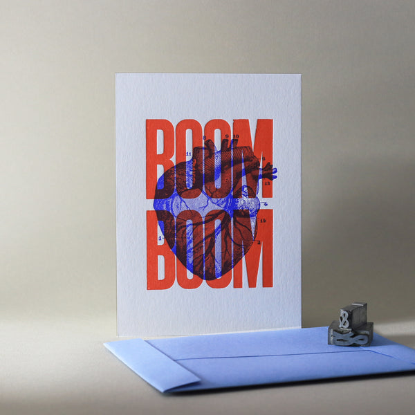 Carte letterpress Boom Boom rouge