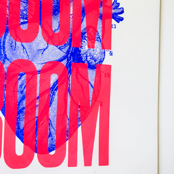 Affiche Boom Boom Rose fluo - Sérigraphie signée 50 x 70 cm
