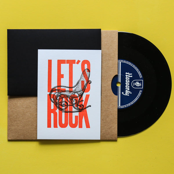 Carte letterpress - Let's Rock rouge