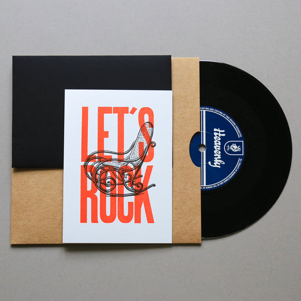 Carte letterpress - Let's Rock rouge