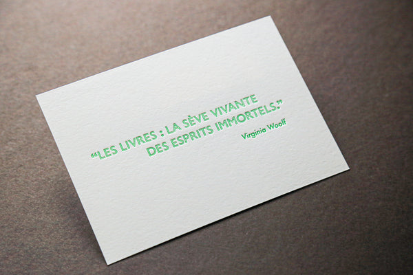 Carte Letterpress citation Virginia Woolf